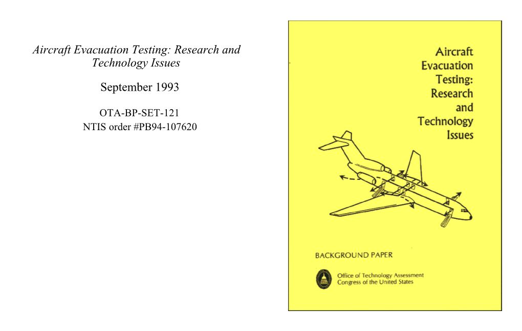 Aircraft Evacuation Testing: Research and Technology Issues