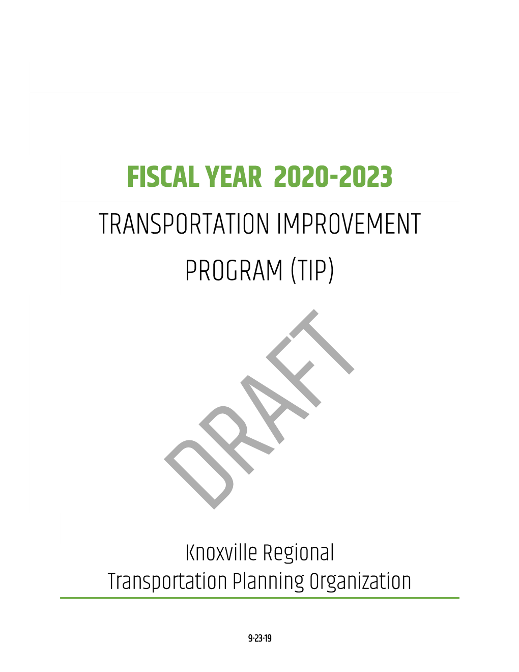 Fiscal Year 2020-2023 Transportation Improvement Program (Tip)