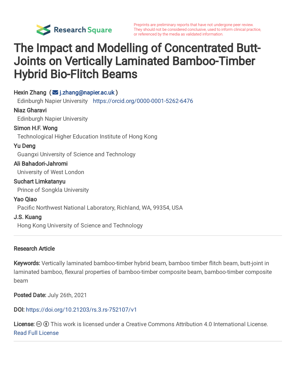 Joints on Vertically Laminated Bamboo-Timber Hybrid Bio-Flitch Beams