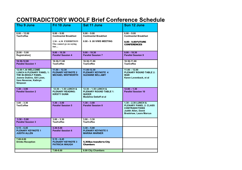 BARS 2011 Conference Timings