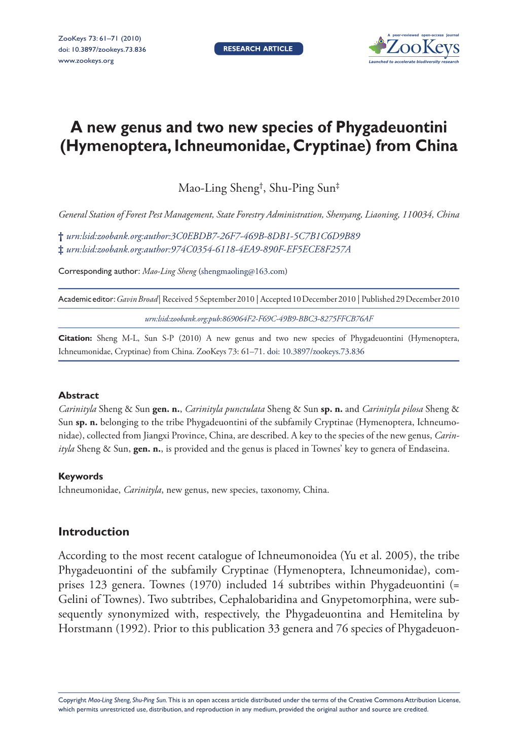 Hymenoptera, Ichneumonidae, Cryptinae) from China