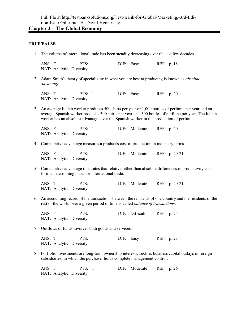 Chapter 2 the Global Economy