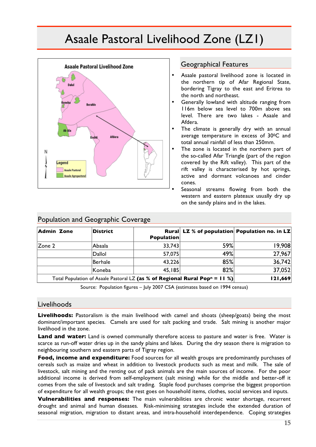 Asaale Pastoral Livelihood Zone (LZ1)