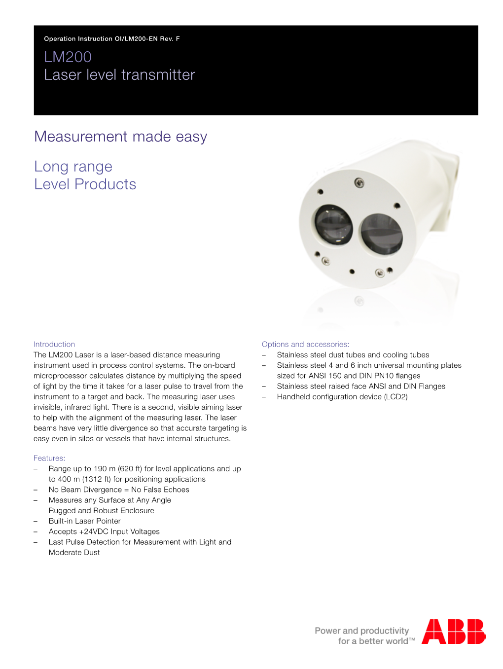 LM200 Laser Level Transmitter Measurement Made Easy Long