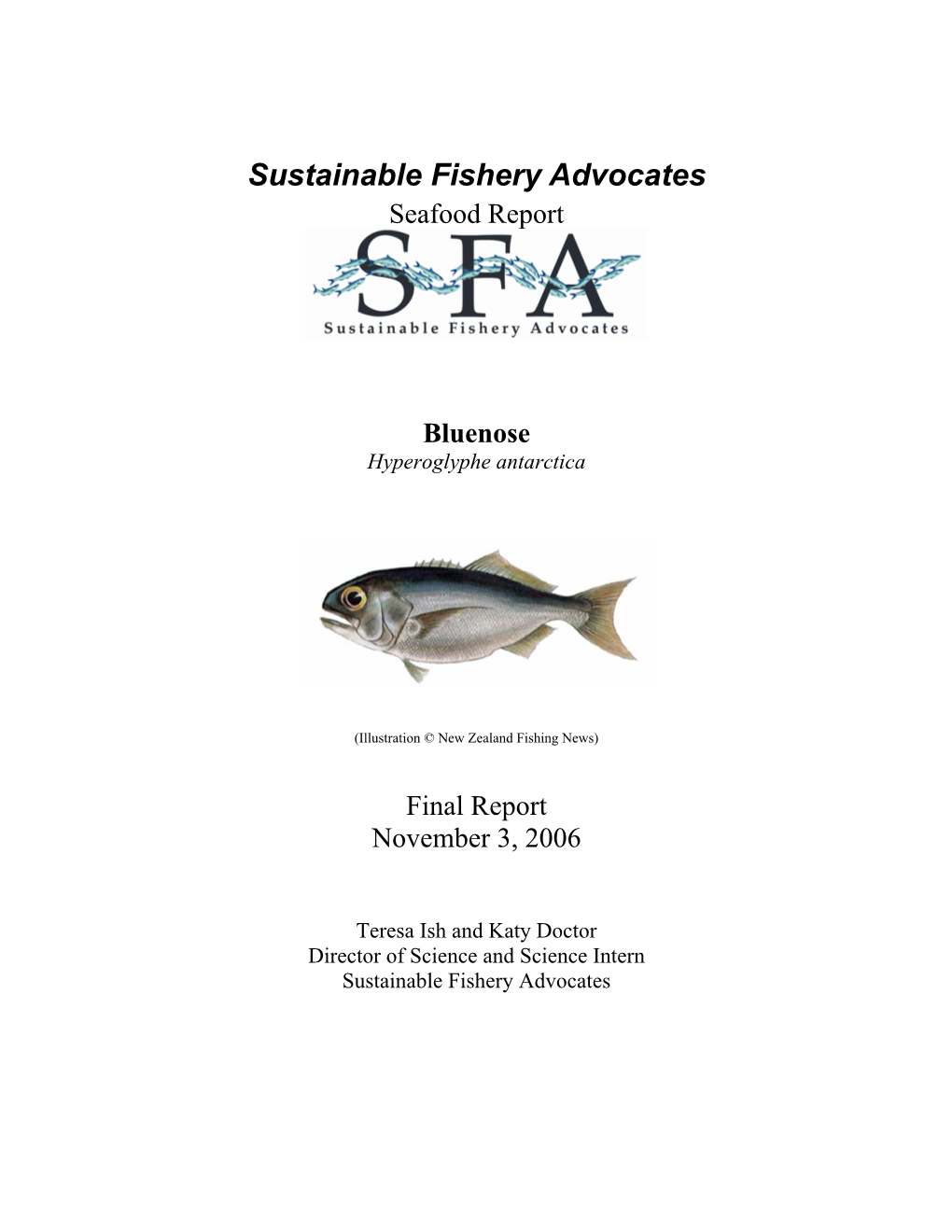 Seafood Report Bluenose