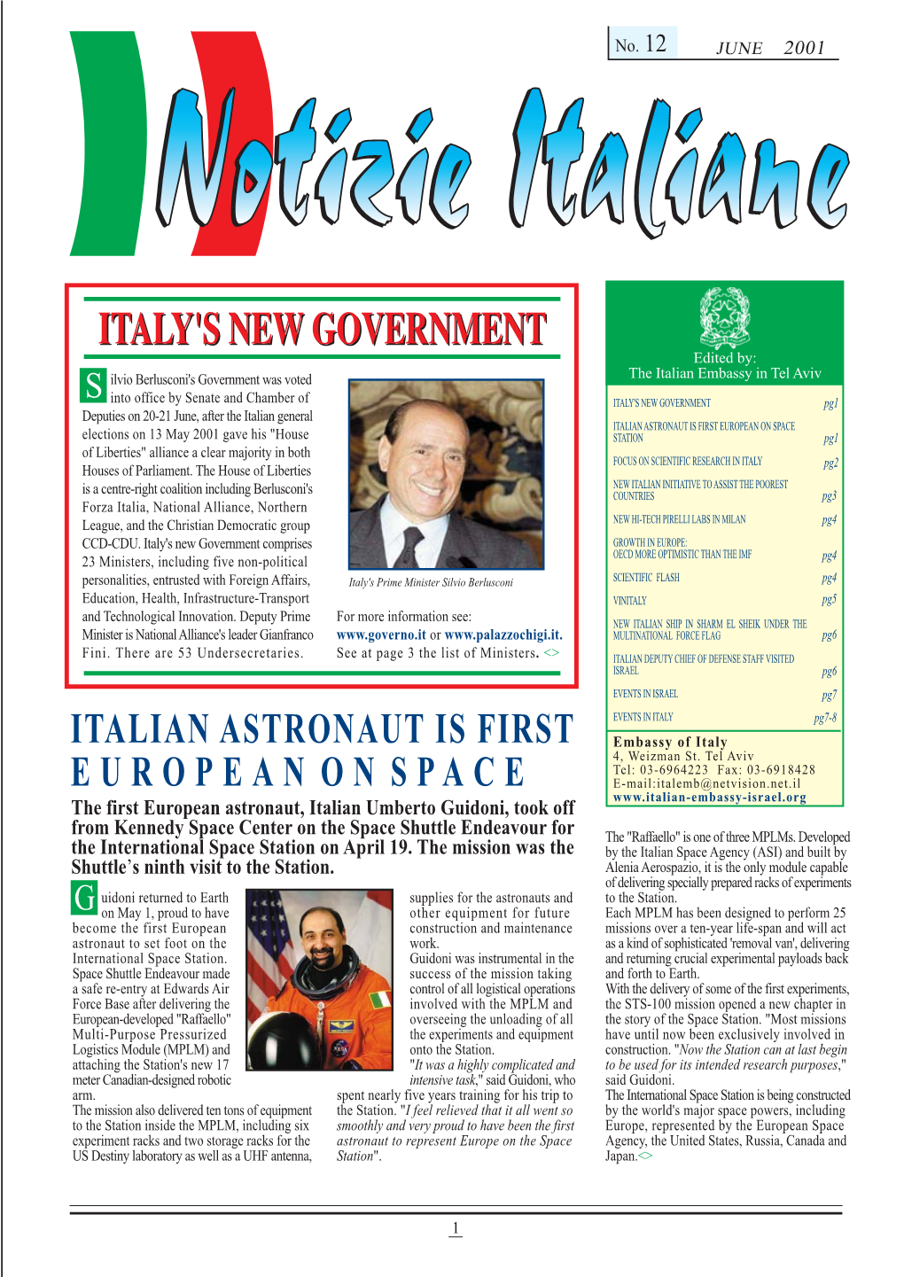 Italian Astronaut Is First European on Space