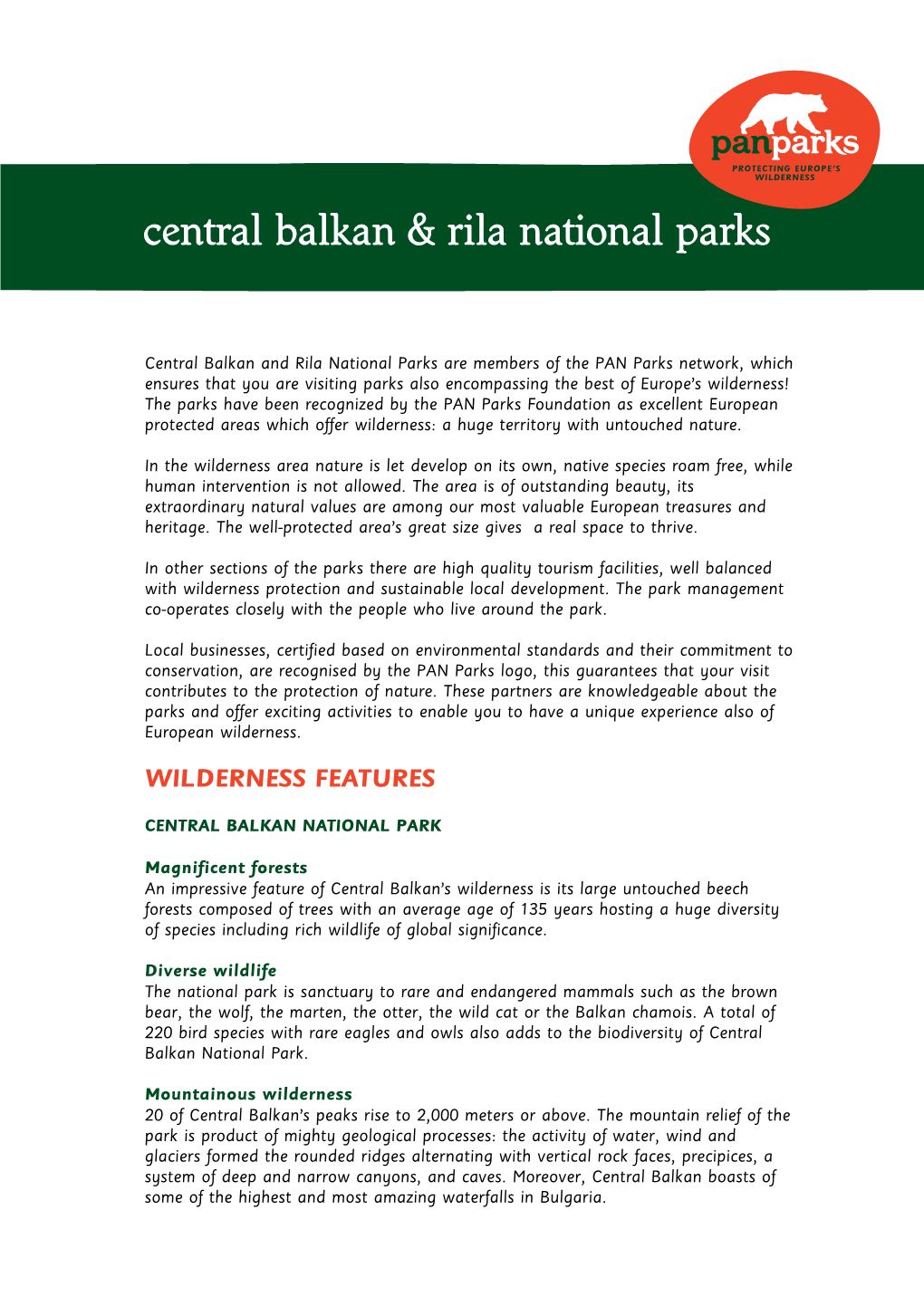 Central Balkan & Rila National Parks