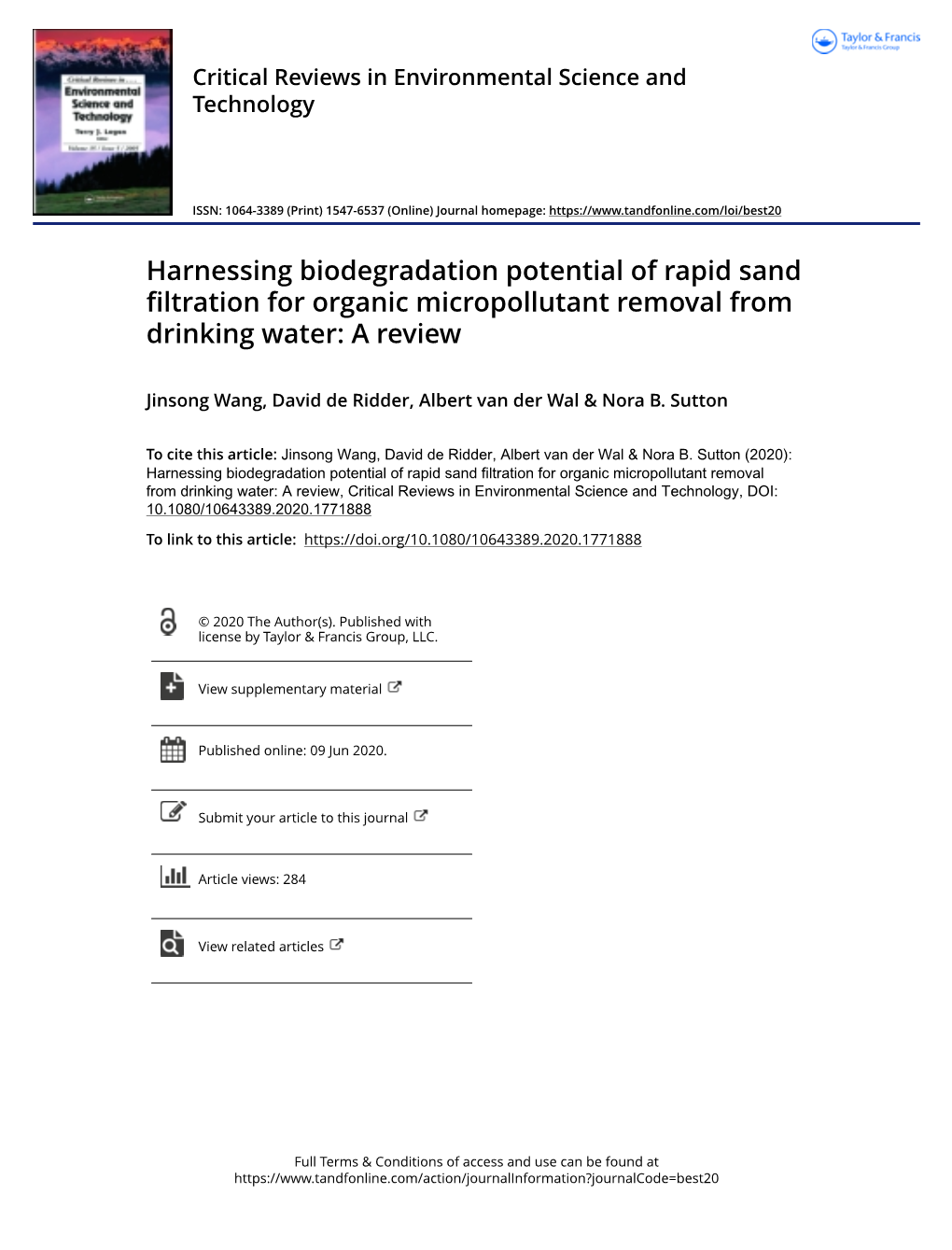 Harnessing Biodegradation Potential of Rapid Sand Filtration for Organic Micropollutant Removal from Drinking Water: a Review