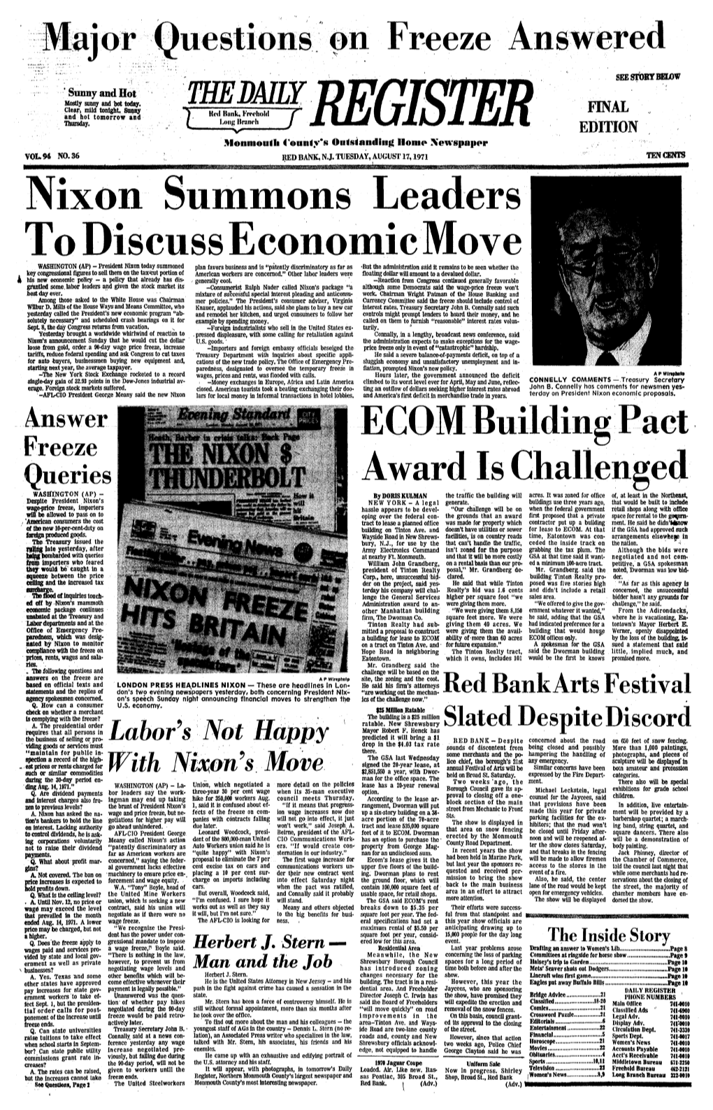 Nixon Summons Leaders to Discuss Economic Move