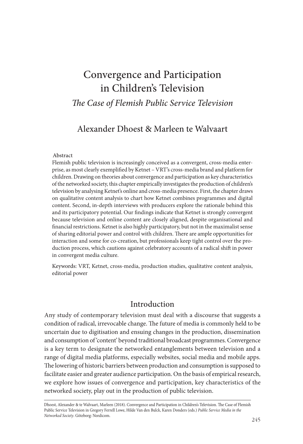 Convergence and Participation in Children's Television