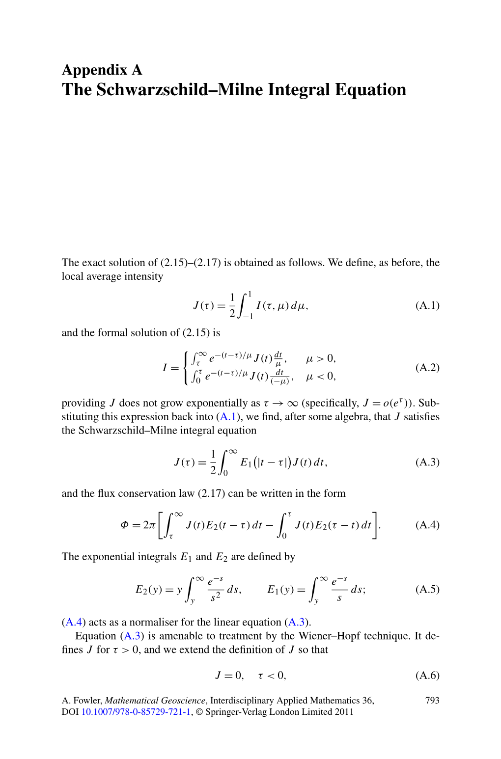 The Schwarzschild–Milne Integral Equation