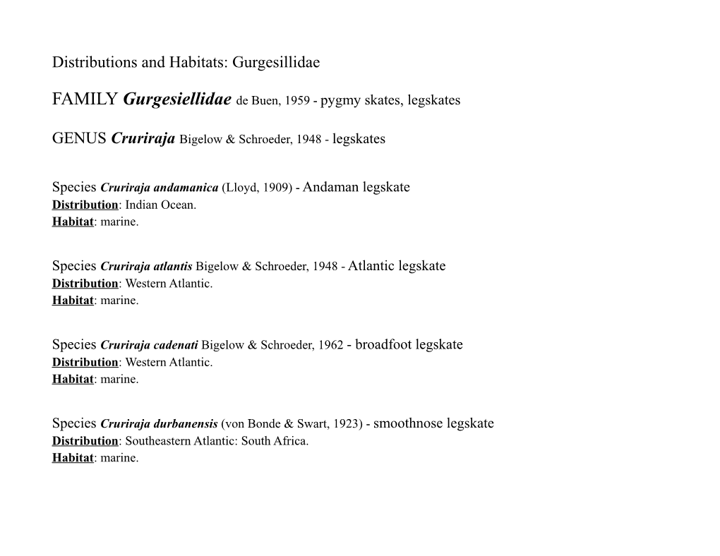 Distributions and Habitats: Gurgesillidae