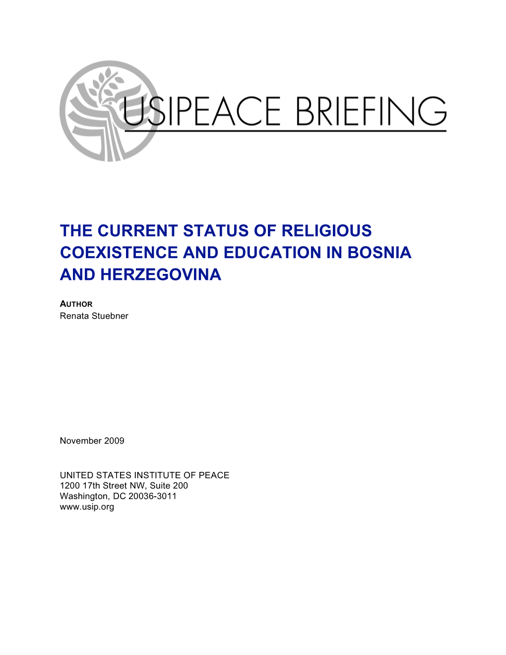 The Current Status of Religious Coexistence and Education in Bosnia