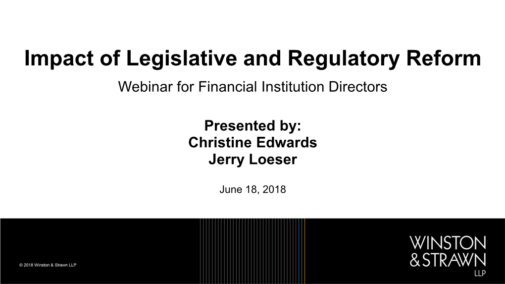Impact of Legislative and Regulatory Reform Webinar for Financial Institution Directors