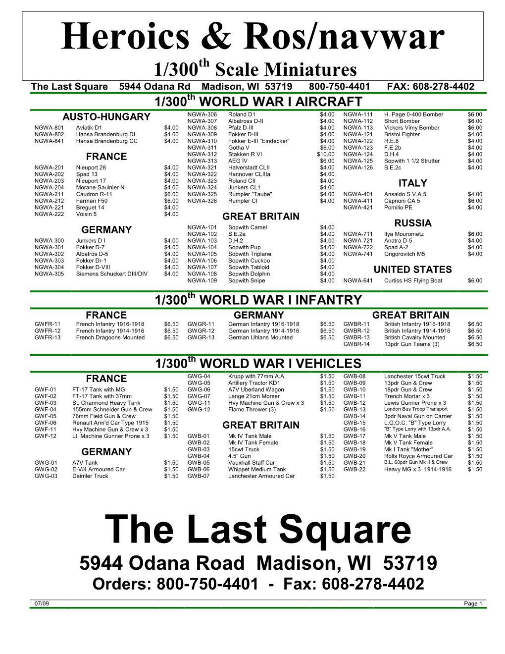 Heroics & Ros/Navwar the Last Square