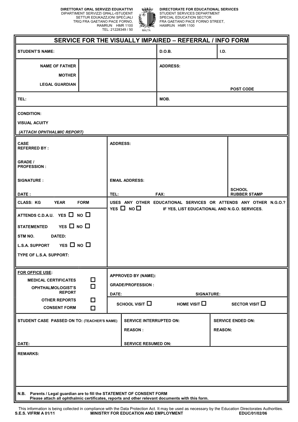 Referral Form and Parental Consent Form
