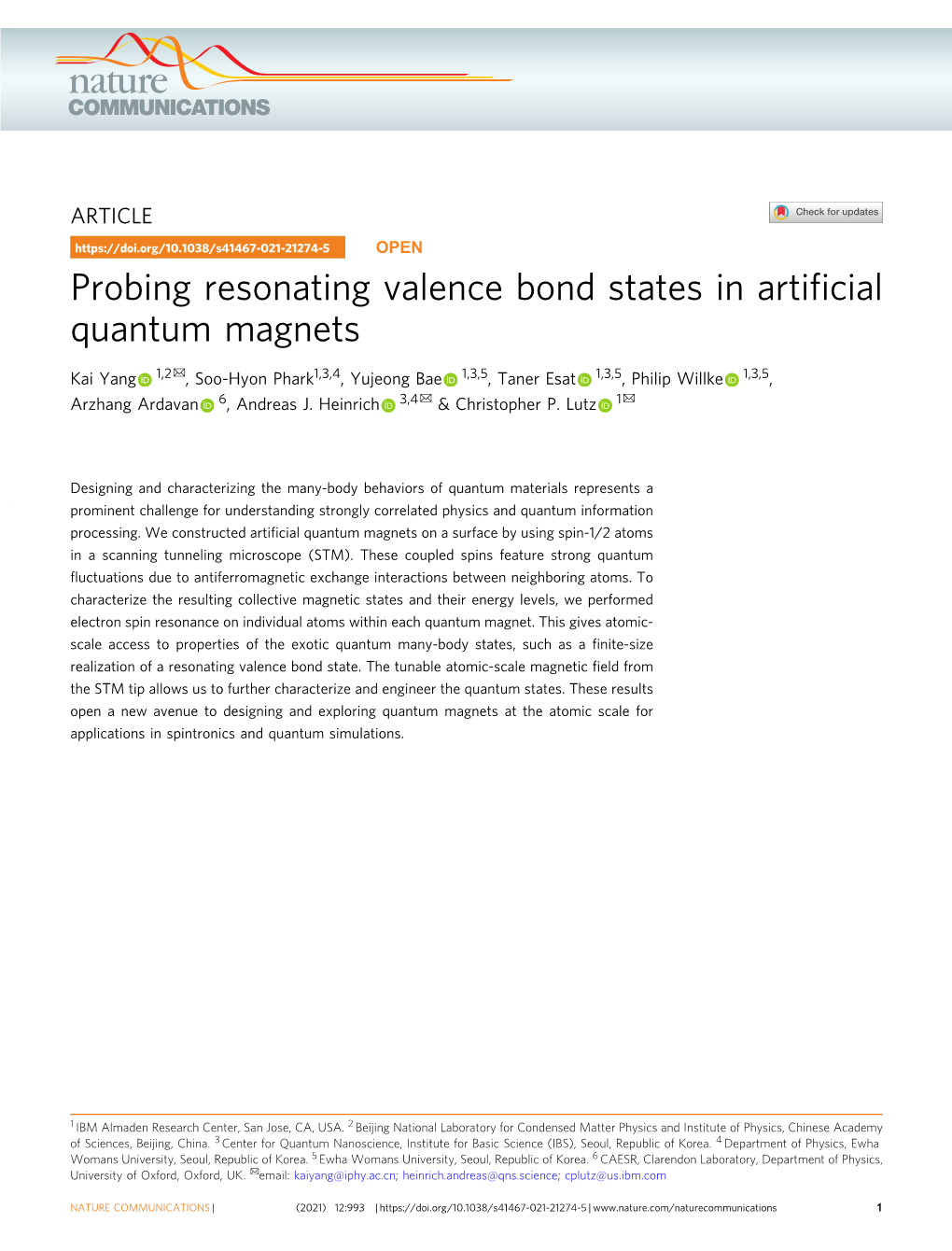 Probing Resonating Valence Bond States in Artificial Quantum Magnets