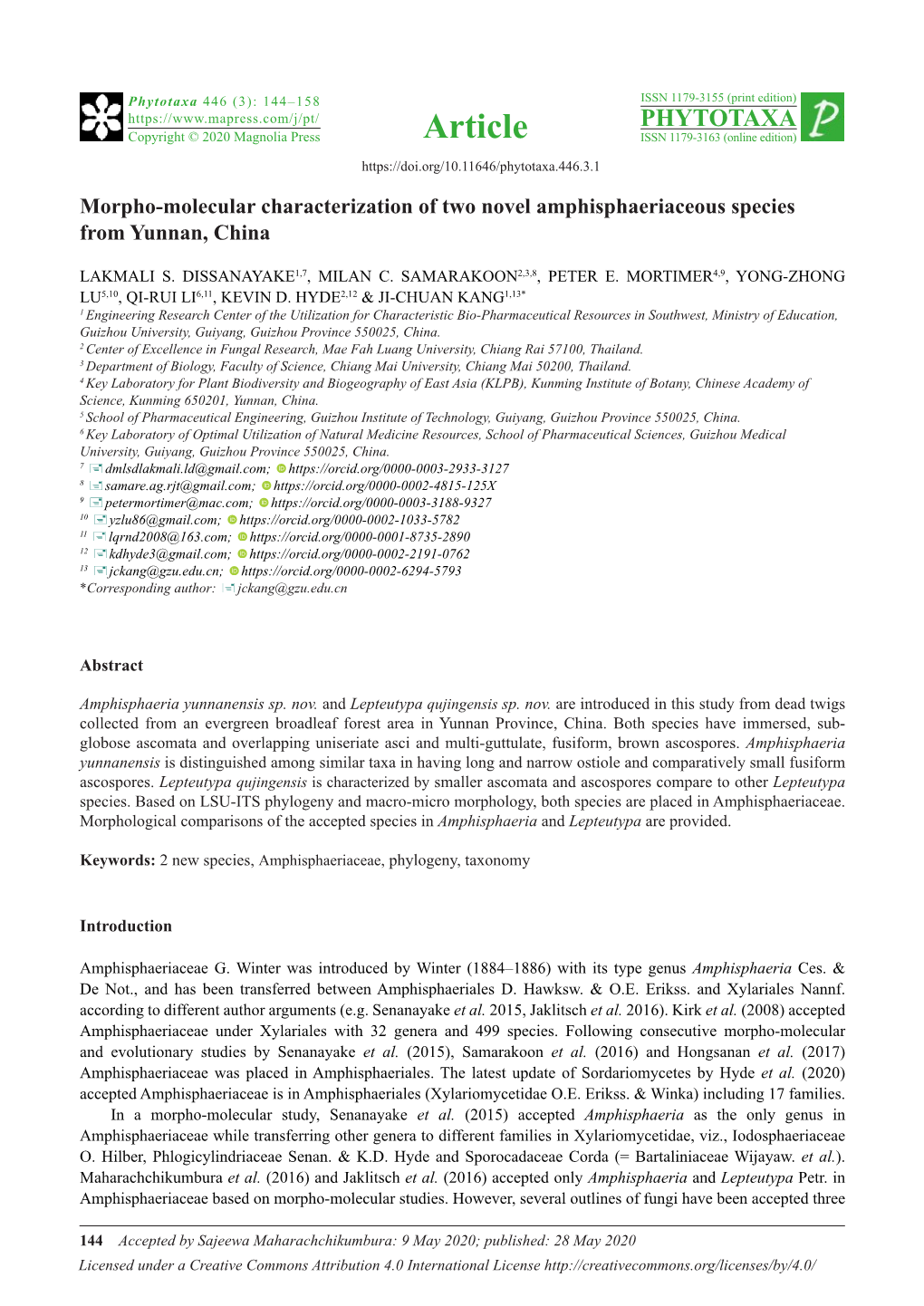 Morpho-Molecular Characterization of Two Novel Amphisphaeriaceous Species from Yunnan, China