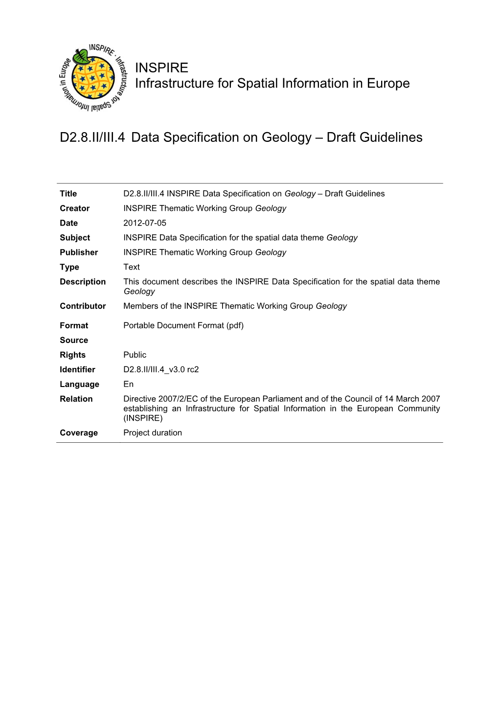 INSPIRE Infrastructure for Spatial Information in Europe D2.8.II/III.4