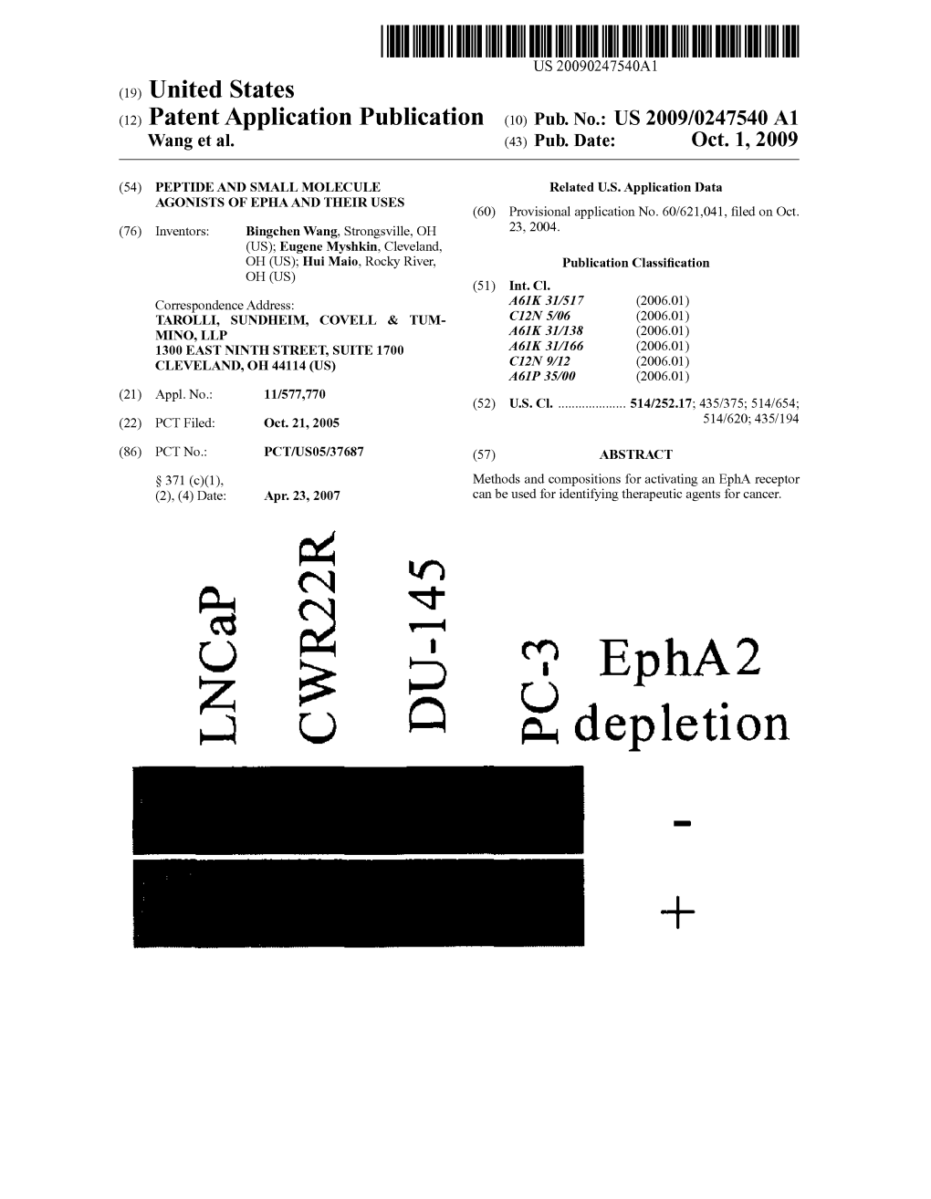 Eph A2 Depletion : Patent Application Publication Oct