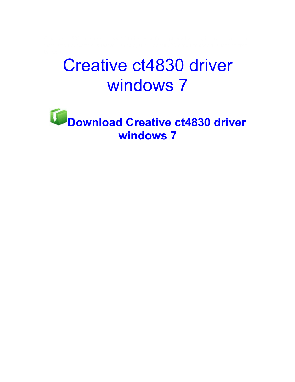 Creative Ct4830 Driver Windows 7