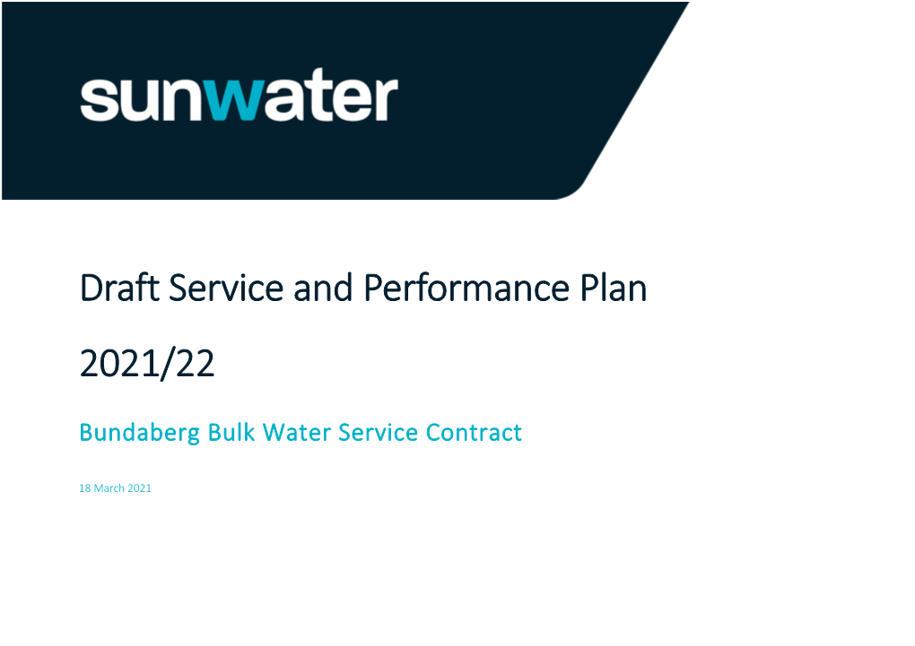 2022 Draft Service and Performance Plan Bundaberg Bulk Water Service