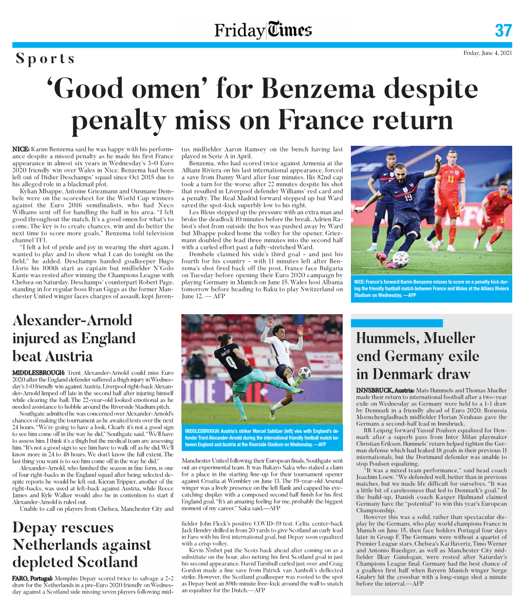 For Benzema Despite Penalty Miss on France Return