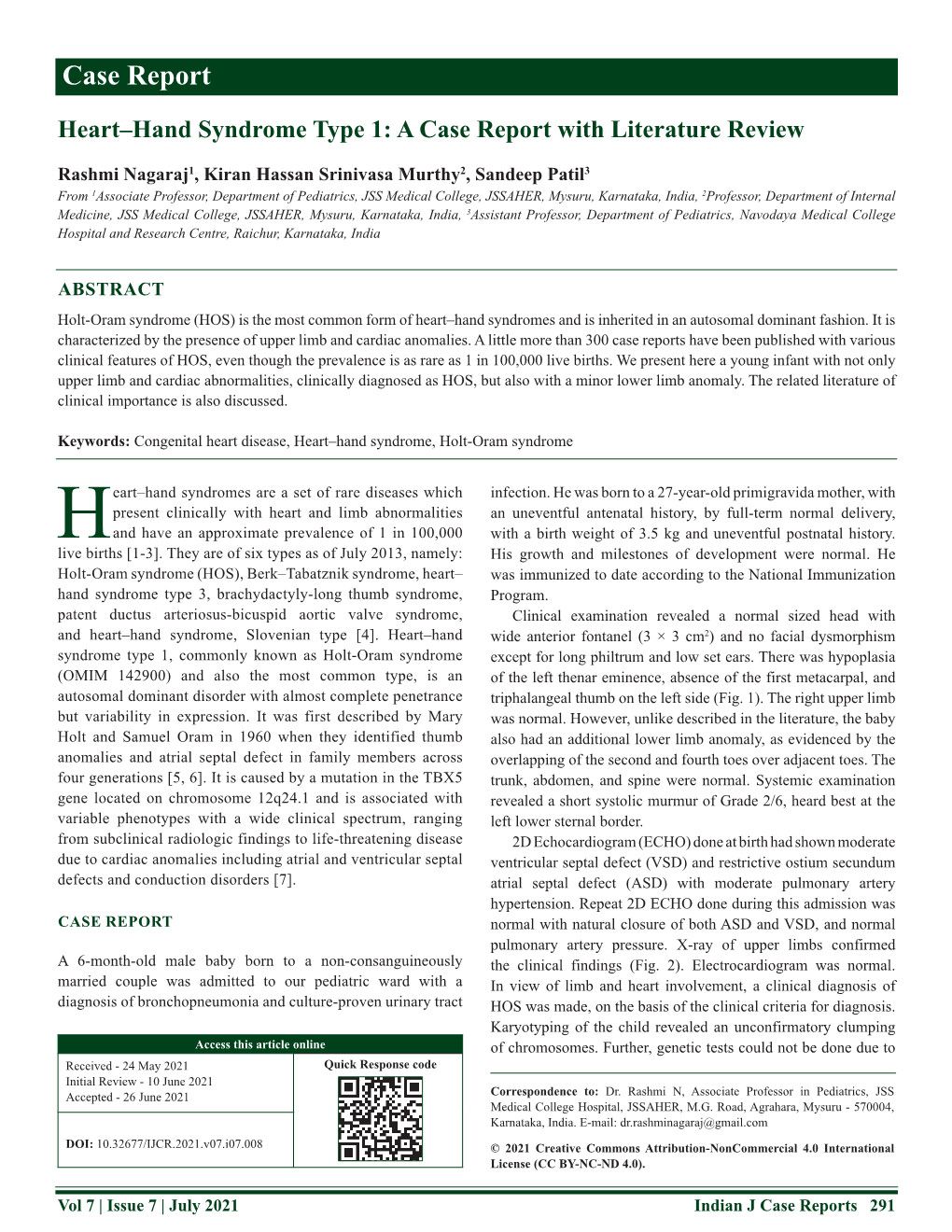 Case Report Heart–Hand Syndrome Type 1