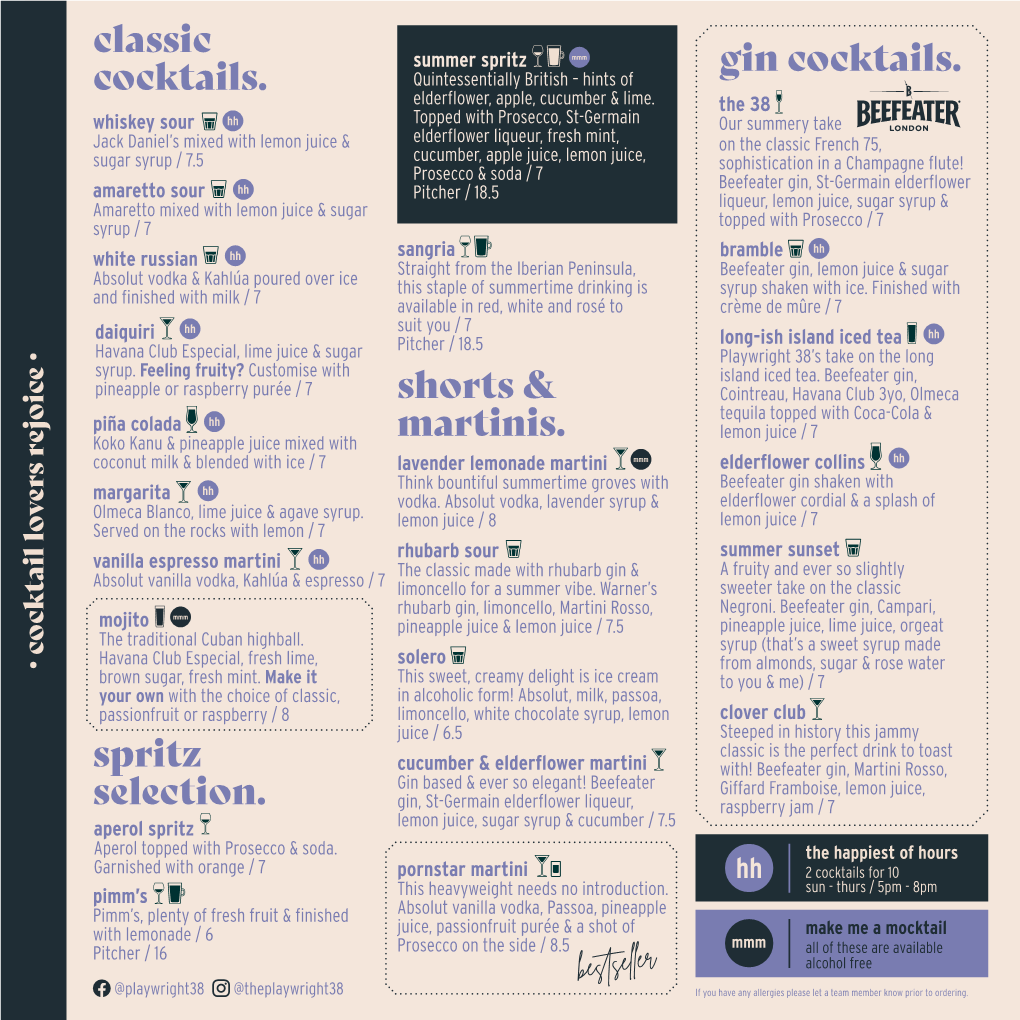 Cocktail Menu