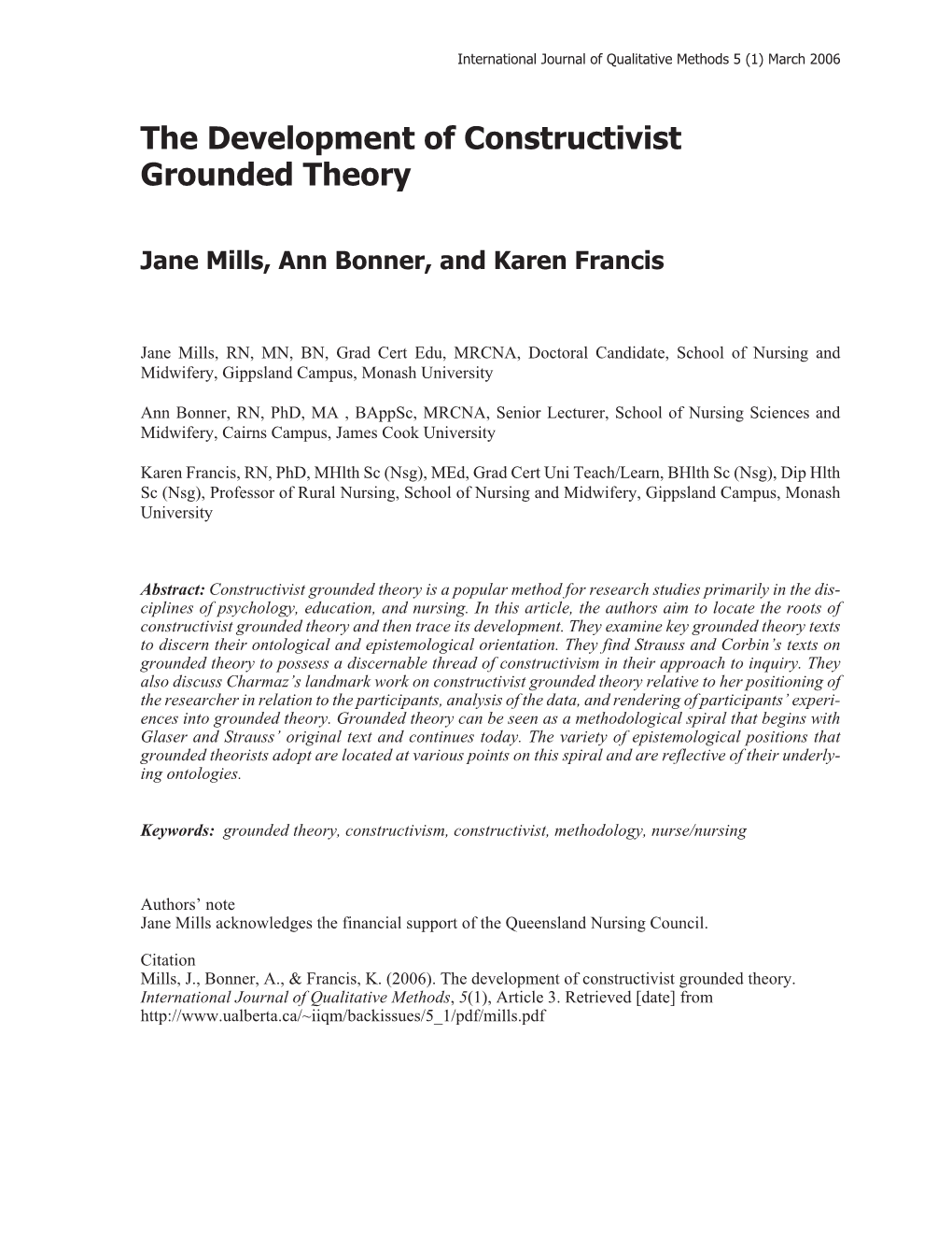 The Development of Constructivist Grounded Theory