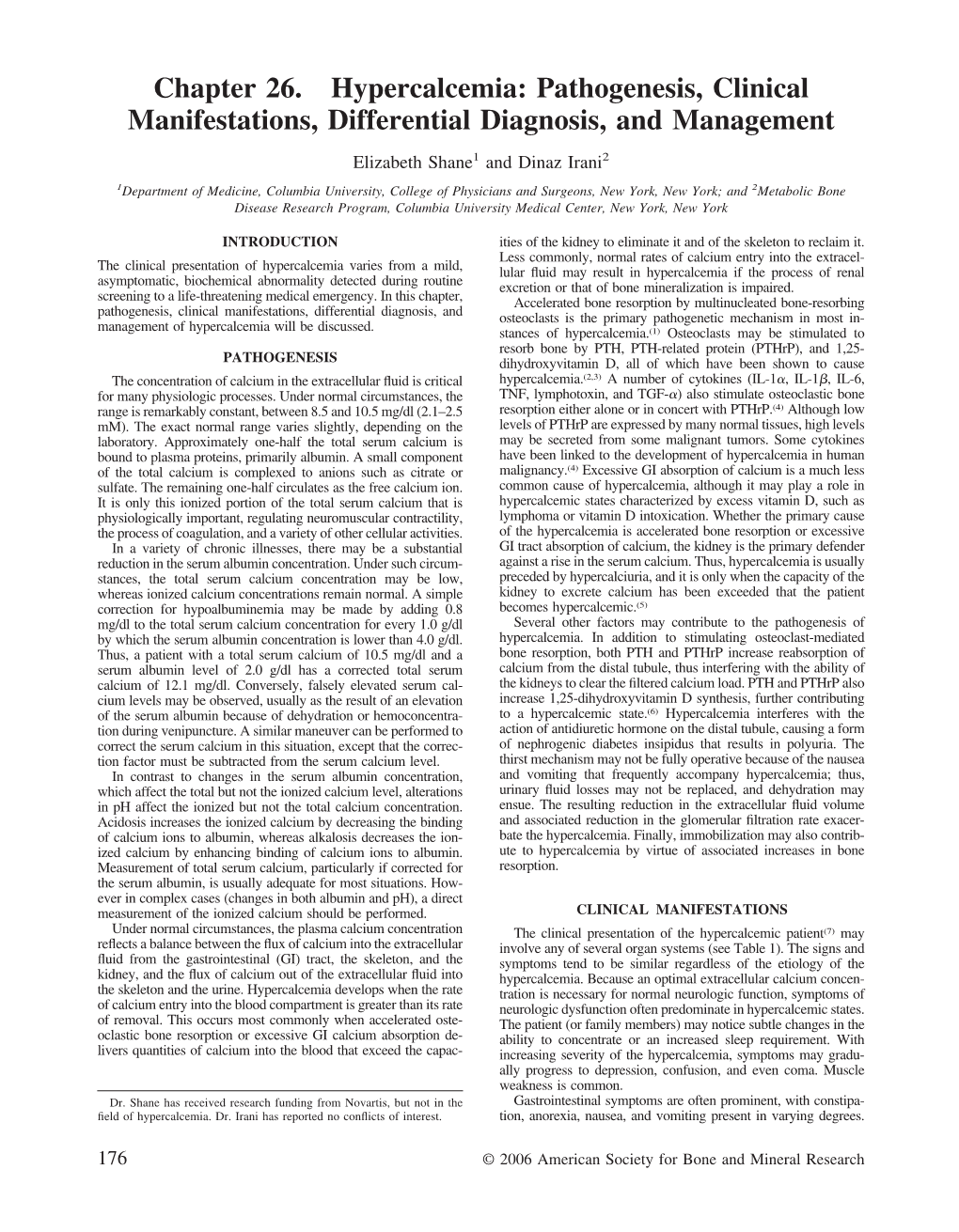 Hypercalcemia: Pathogenesis, Clinical Manifestations, Differential Diagnosis, and Management