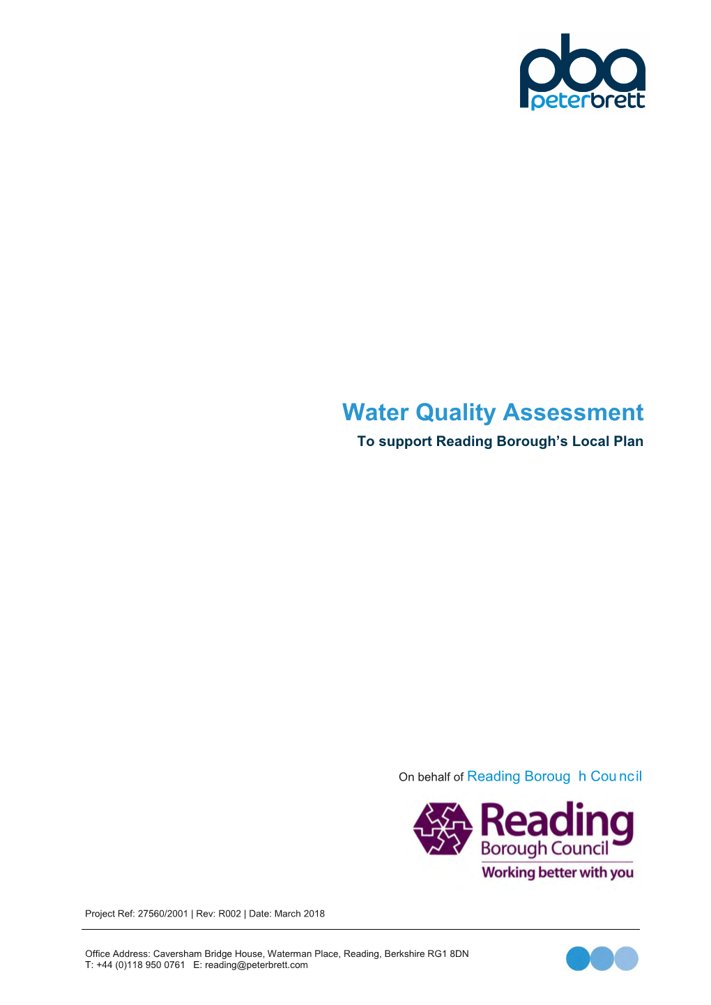 Water Quality Assessment to Support Reading Borough’S Local Plan