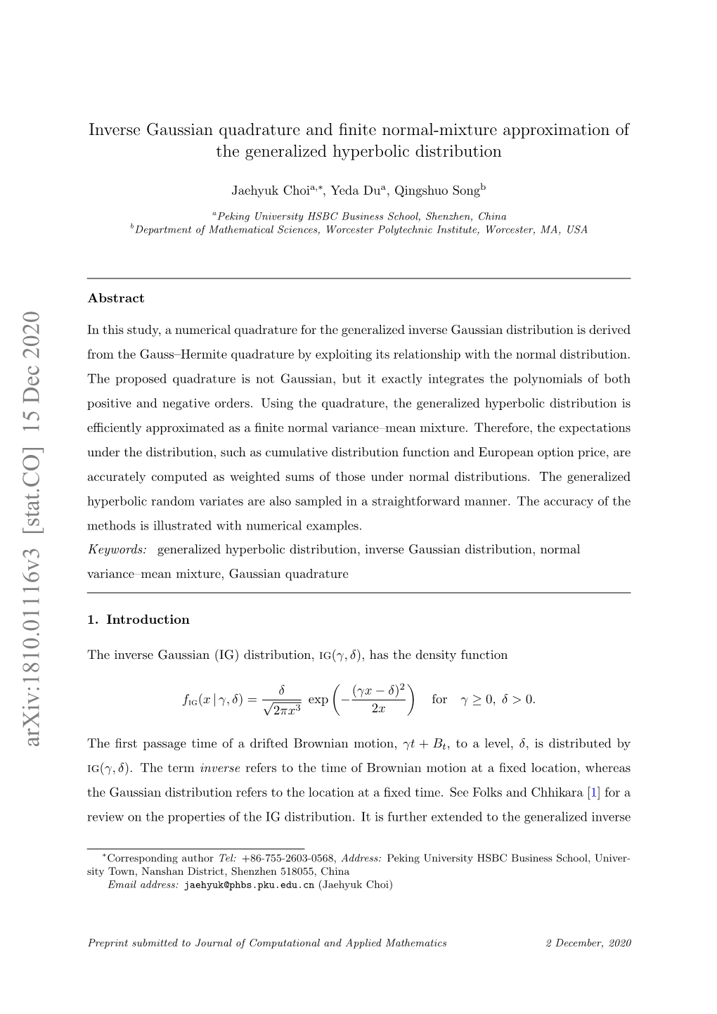 Inverse Gaussian Quadrature and Finite Normal-Mixture Approximation of the Generalized Hyperbolic Distribution