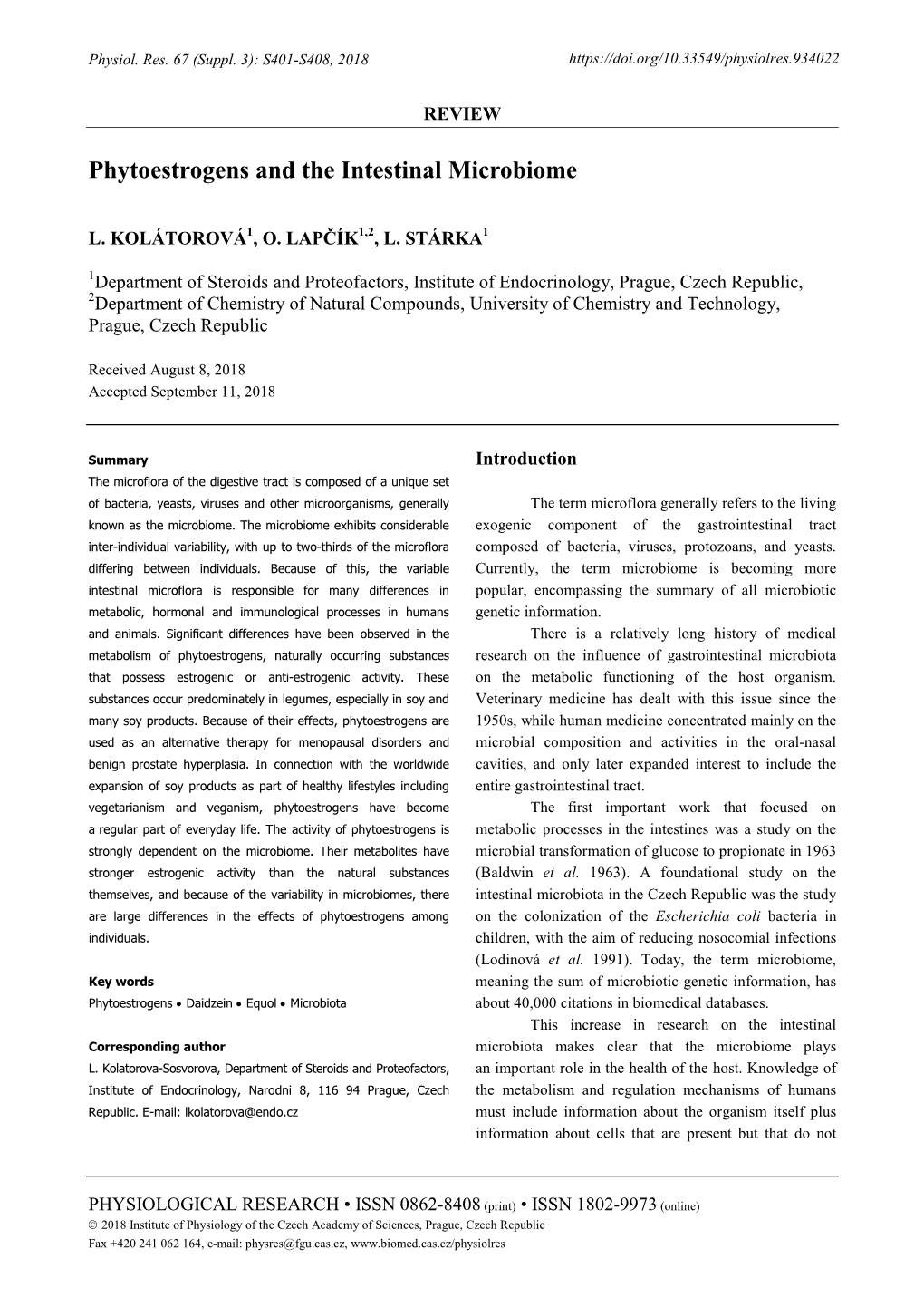 Phytoestrogens and the Intestinal Microbiome