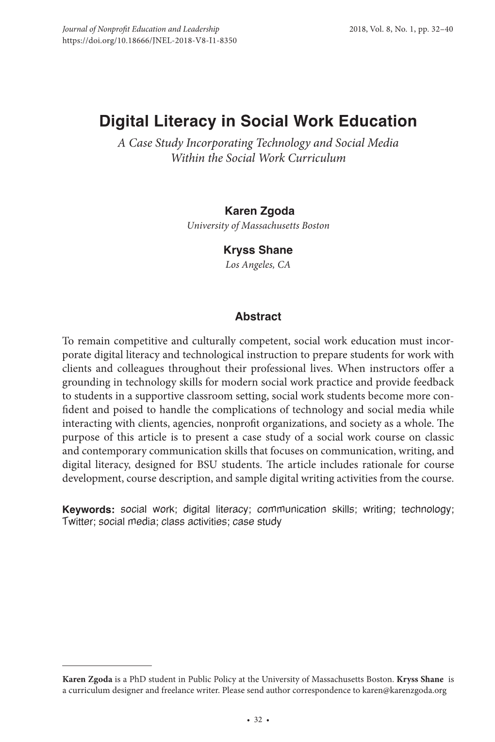 Digital Literacy in Social Work Education a Case Study Incorporating Technology and Social Media Within the Social Work Curriculum