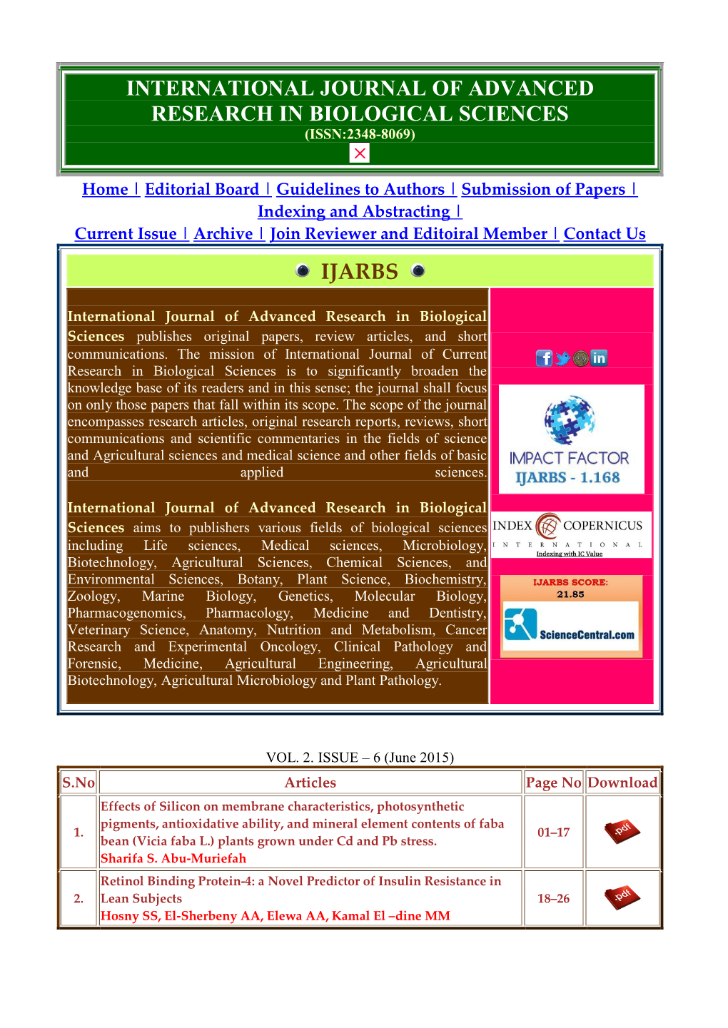 International Journal of Advanced Research in Biological Sciences (Issn:2348-8069)