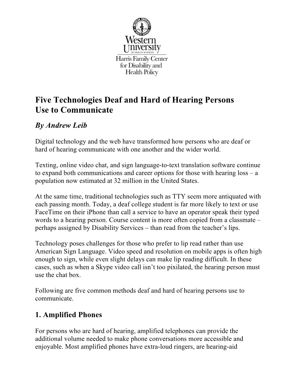 Five Technologies Deaf and Hard of Hearing Persons Use to Communicate by Andrew Leib