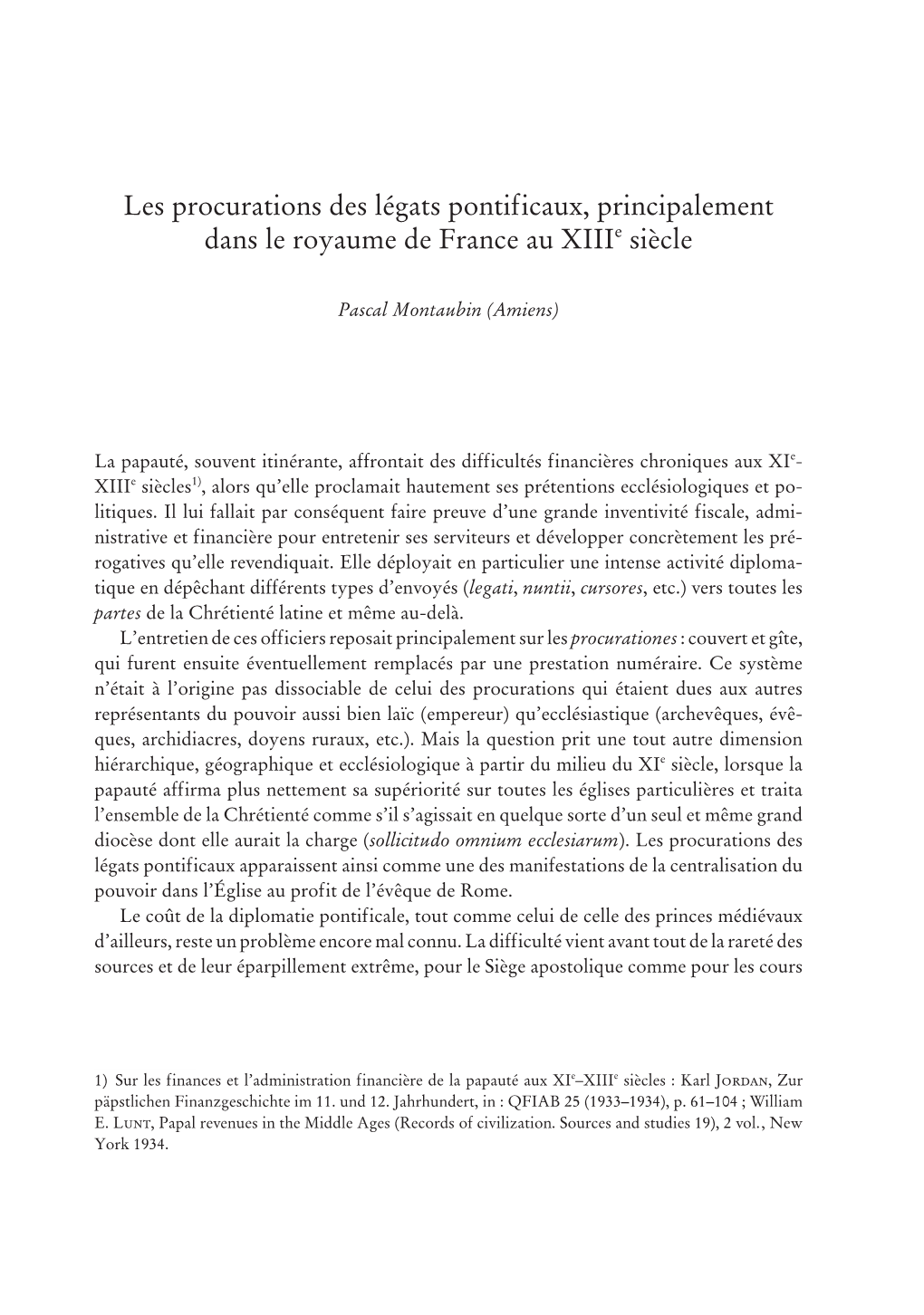 Les Procurations Des Légats Pontificaux, Principalement Dans Le Royaume De France Au Xiiie Siècle