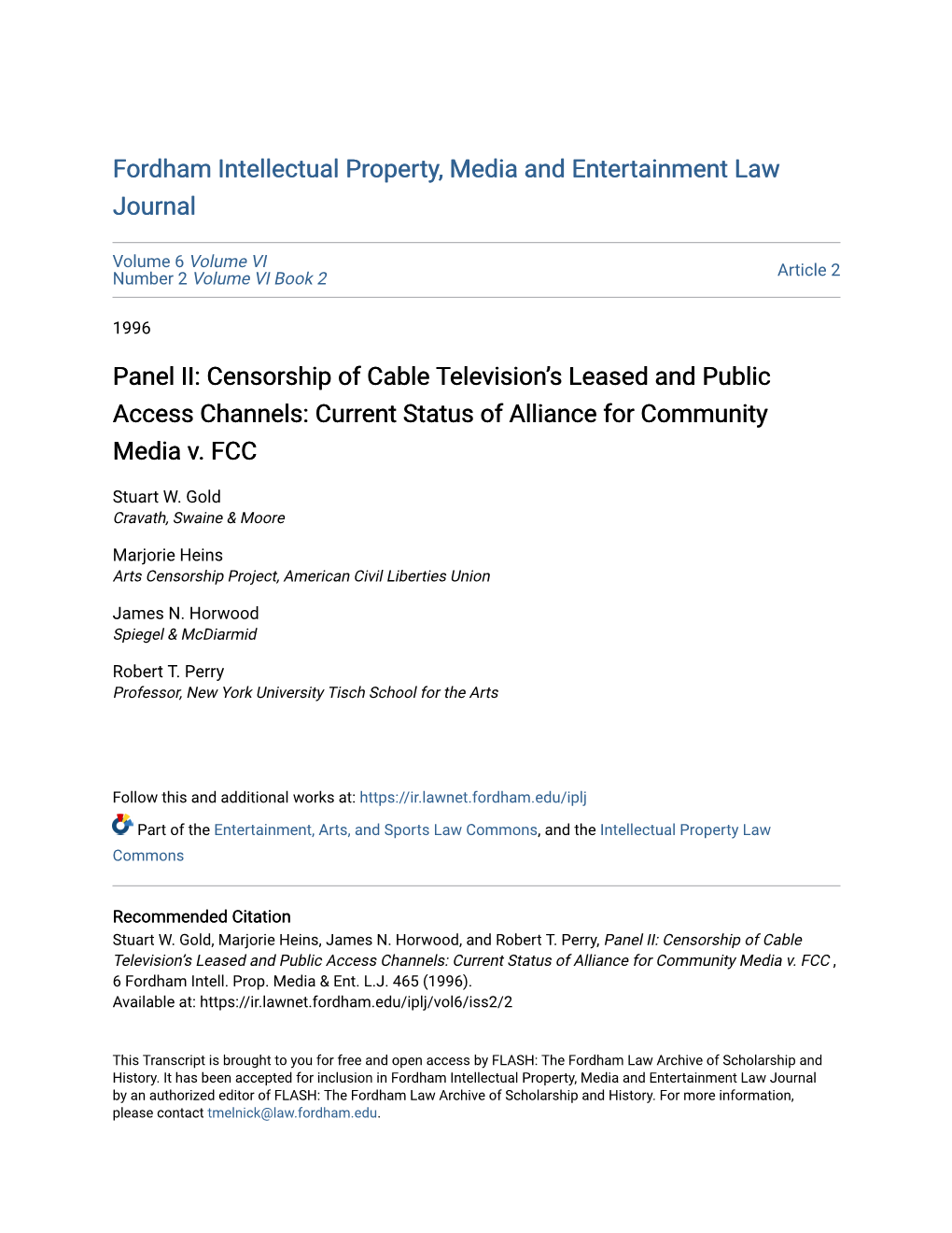 Censorship of Cable Television's Leased and Public Access Channels: Current Status of Alliance for Community Media V