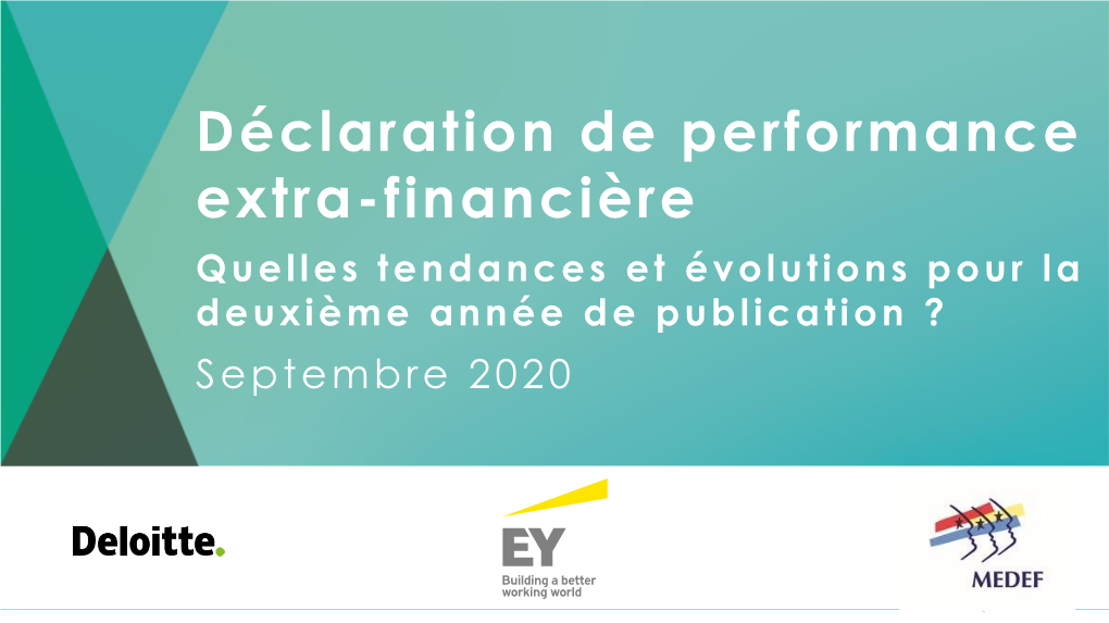 Déclaration De Performance Extra-Financière Quelles Tendances Et Évolutions Pour La Deuxième Année De Publication ? Septembre 2020