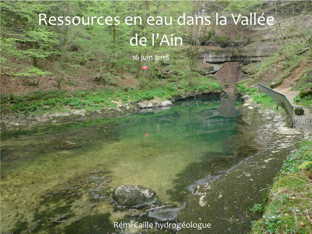 Ressources En Eau Dans Le Val D'ain