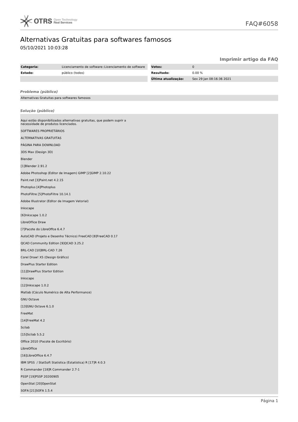 OTRS: FAQ#6058 / Alternativas Gratuitas Para Softwares Famosos