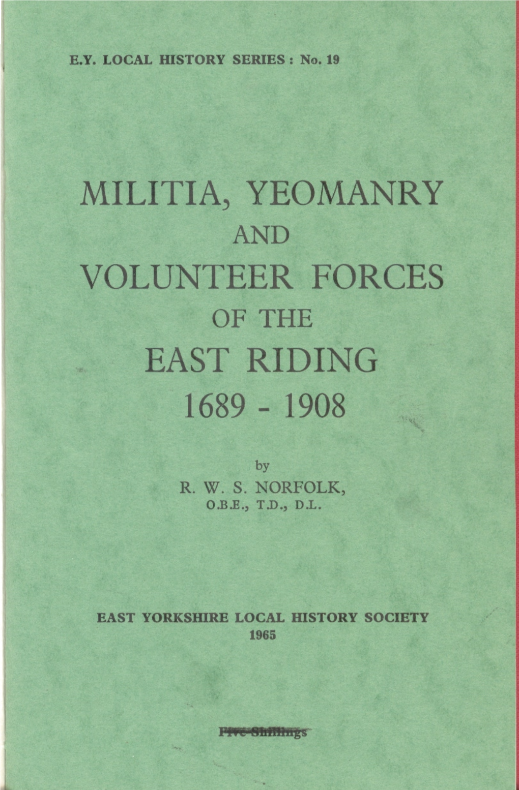 Militia, Yeomanry Volunteer Forces East Riding