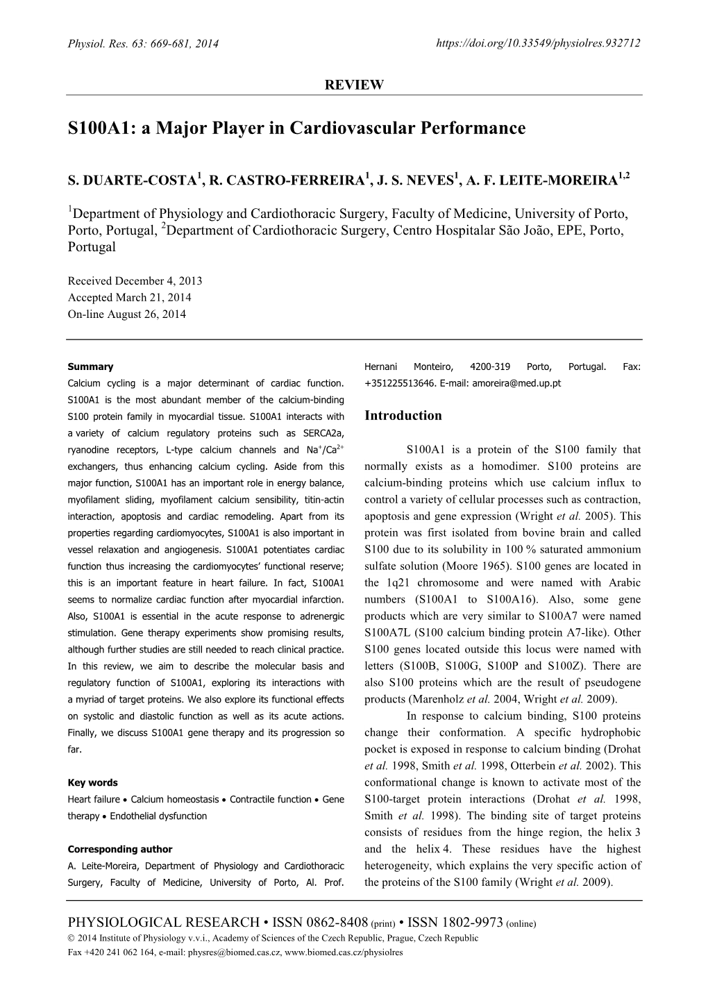 S100A1: a Major Player in Cardiovascular Performance