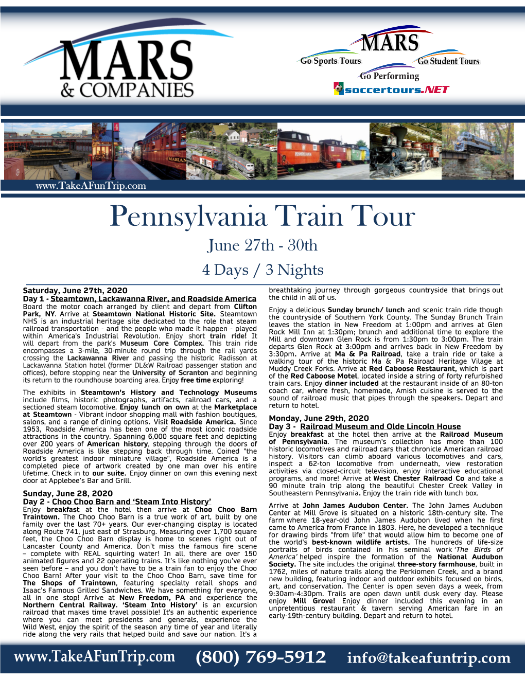 Pennsylvania Train Tour June 27Th - 30Th 4 Days / 3 Nights
