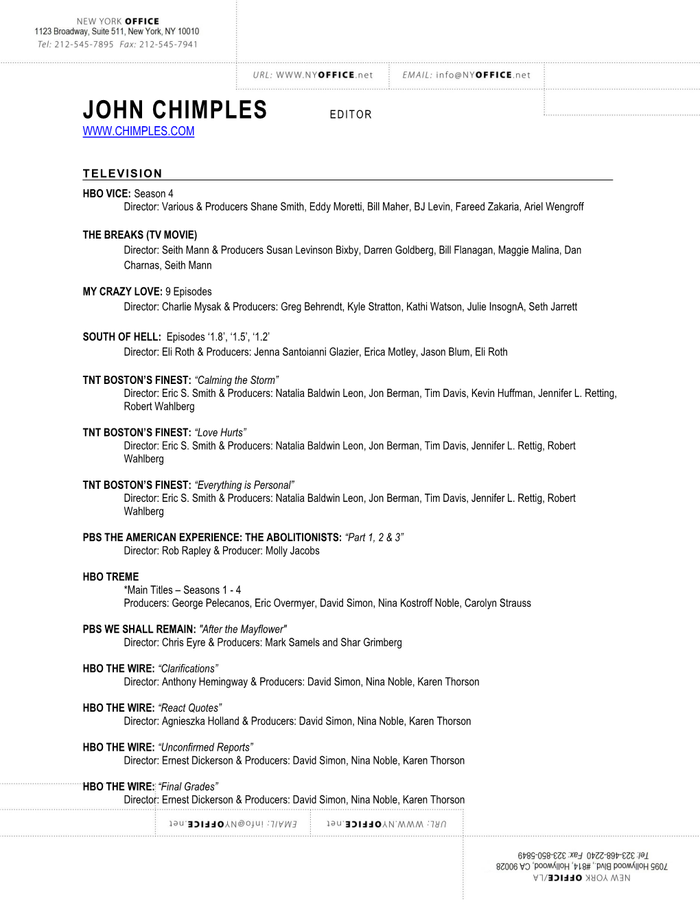 John Chimples Editor