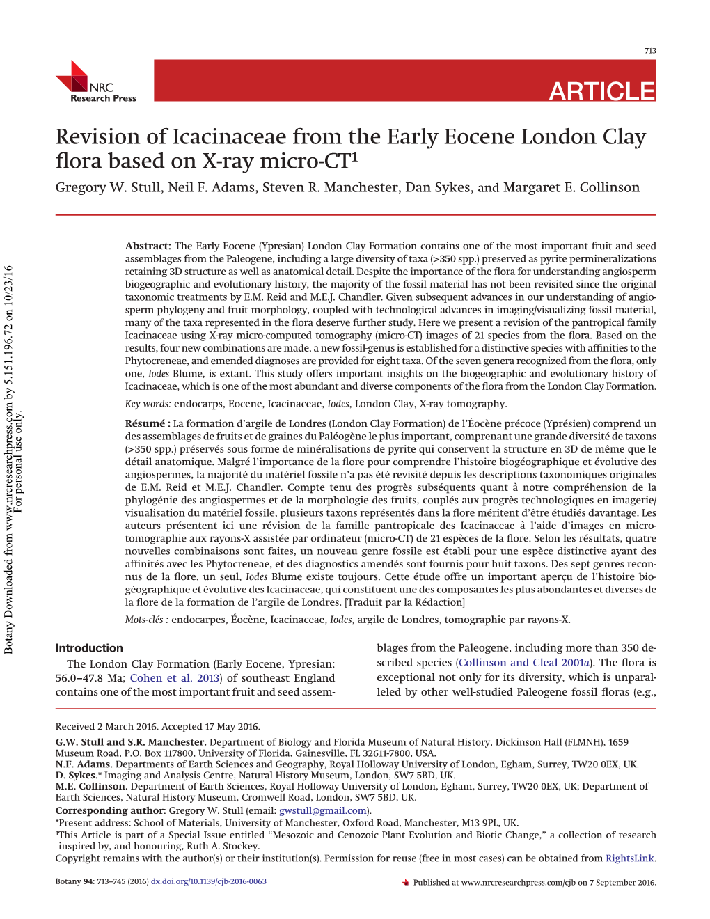 Revision of Icacinaceae from the Early Eocene London Clay Flora