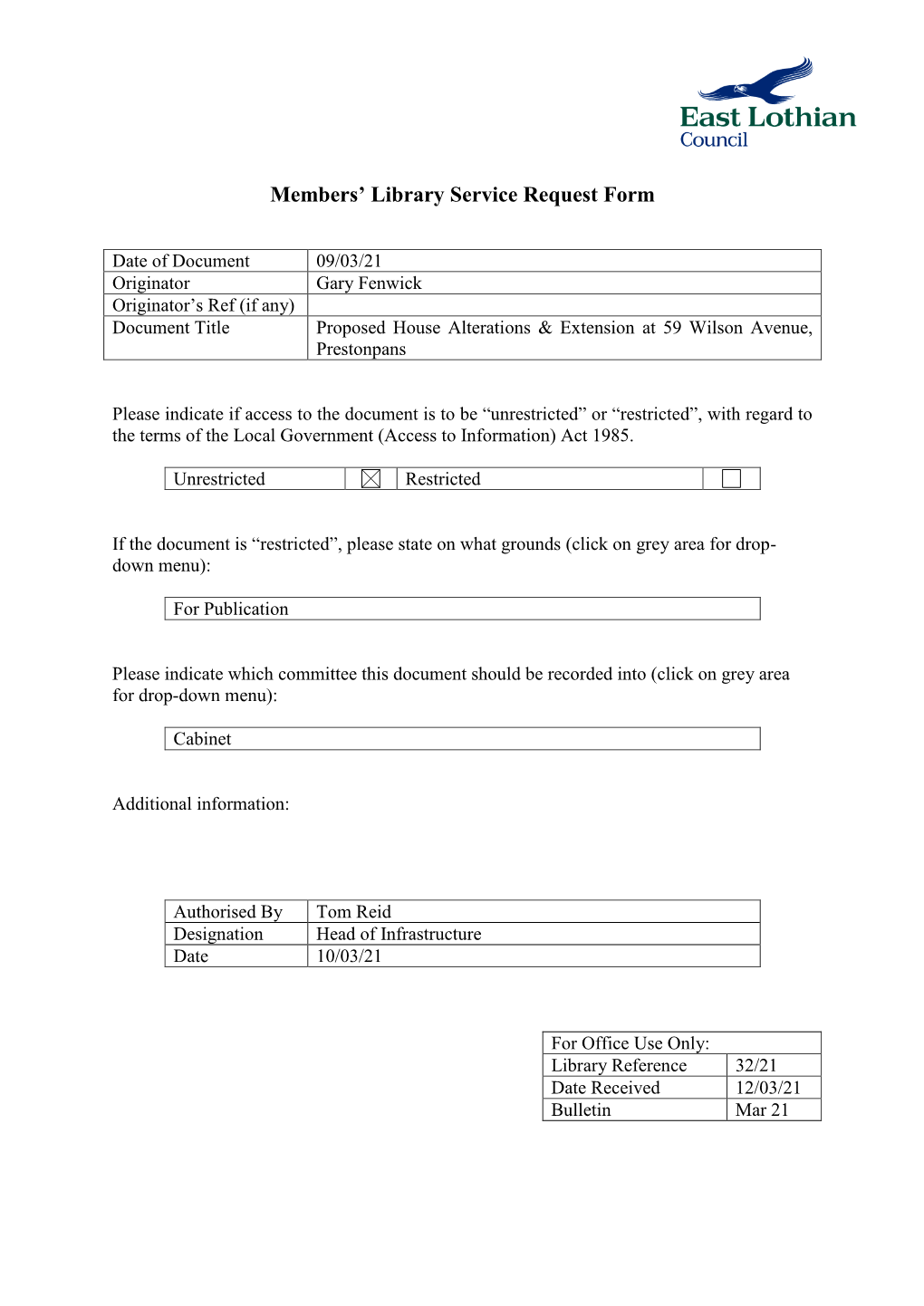 32/21 Proposed House Alterations & Extension At