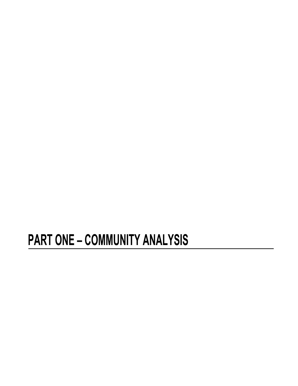 Part One – Community Analysis a Biophysical