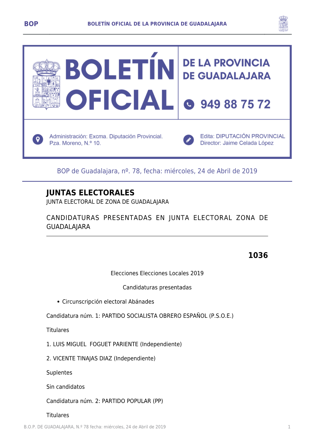 Juntas Electorales 1036